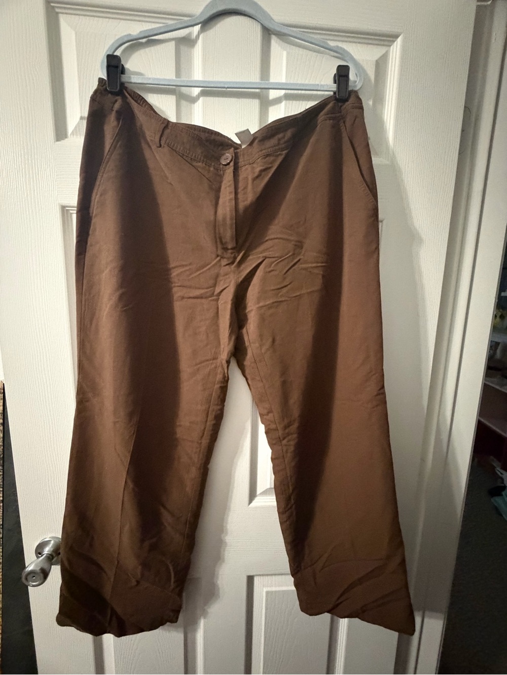 Brown linen blend pants